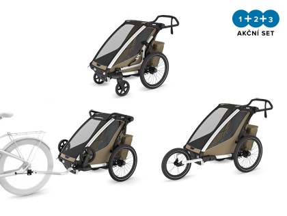 Thule Chariot Cross G3 SINGLE Faded Khaki + bike set + kočárkový set + běžecký set + DOPRAVA ZDARMA