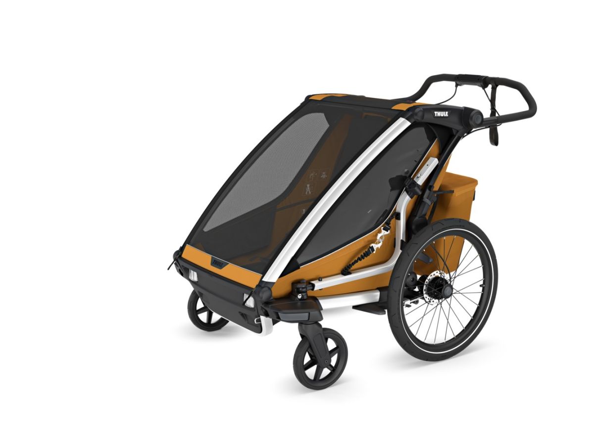 Náhled produktu - Thule Chariot Sport G3 DOUBLE Natural Gold + bike set + kočárkový set + běžecký set