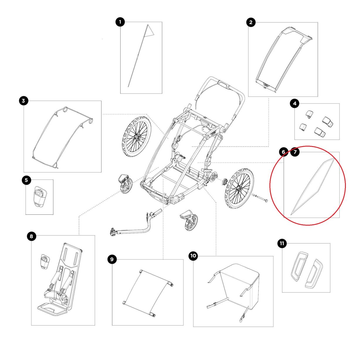 Náhled produktu - Thule Chariot Sport 2 - Zip-off window left 55185