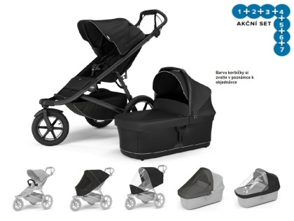 Thule Urban Glide 3 Black - MB + korba + plášť + moskyt. + madlo + plášť.korba + mosk.korba + DOPRAVA ZDARMA