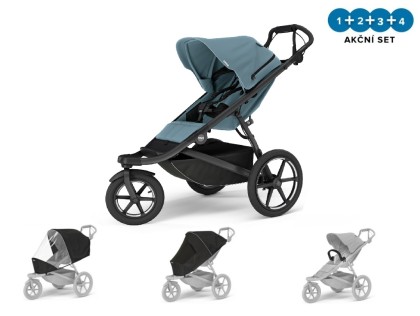 Thule Urban Glide 3 Mid Blue - MB  + pláštěnka + moskytiéra + madlo NEW + DOPRAVA ZDARMA