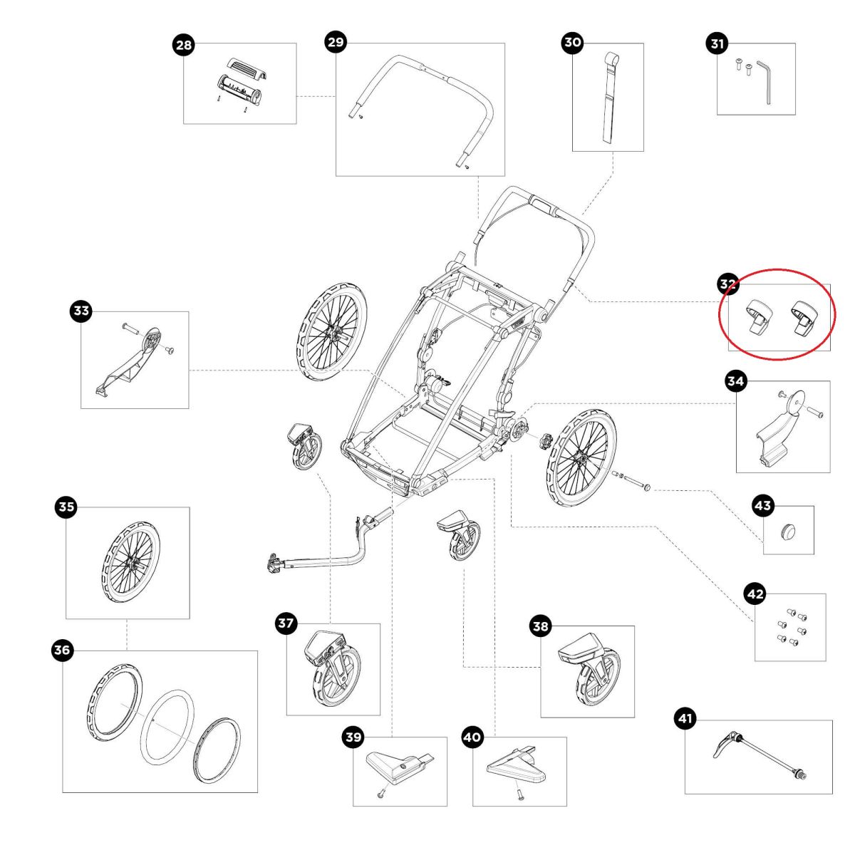 Náhled produktu - Thule Chariot Sport 2 - Brake cable guides 55216