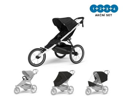 Thule Glide 3 Black - MB + pláštěnka + moskytiréra + madlo + DOPRAVA ZDARMA
