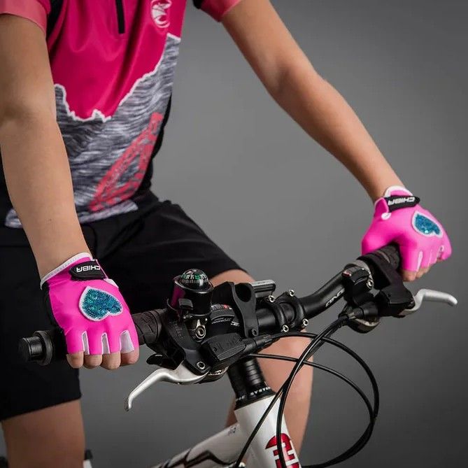 Náhled produktu - Cyklistické rukavice pro děti COOL KIDS Srdce - XS